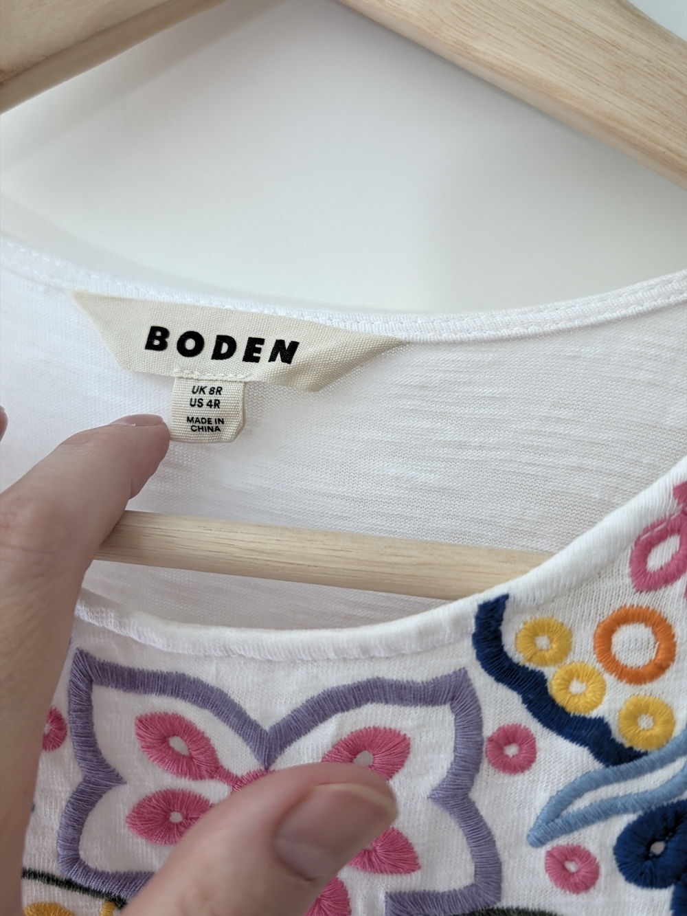 Boden Embroidered Cotton Tiered Maxi Dress White Multicolor 4R - Picture 3 of 9